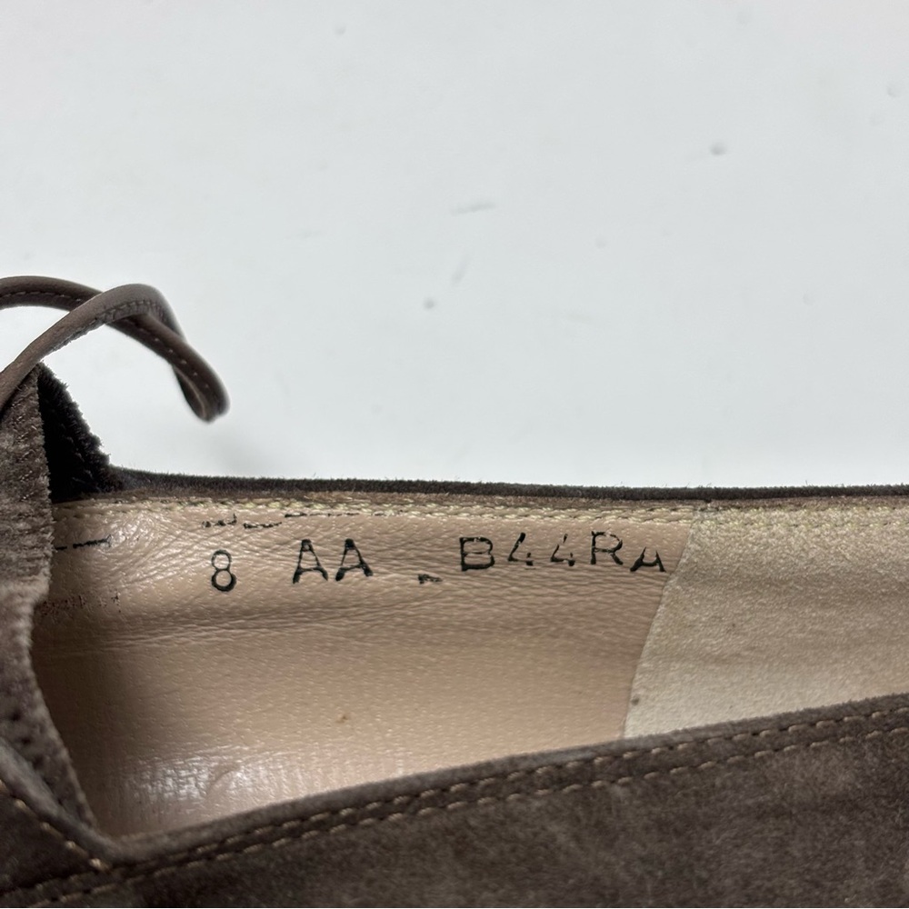 Salvatore Ferragamo Brown Suede Ramato Lace Up Kitten Heels Size 8AA - Picture 9 of 15